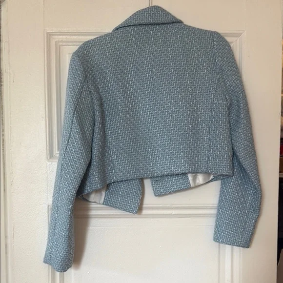 Maeve Blue Cropped Blazer with Textured Design - Picture 3 of 3